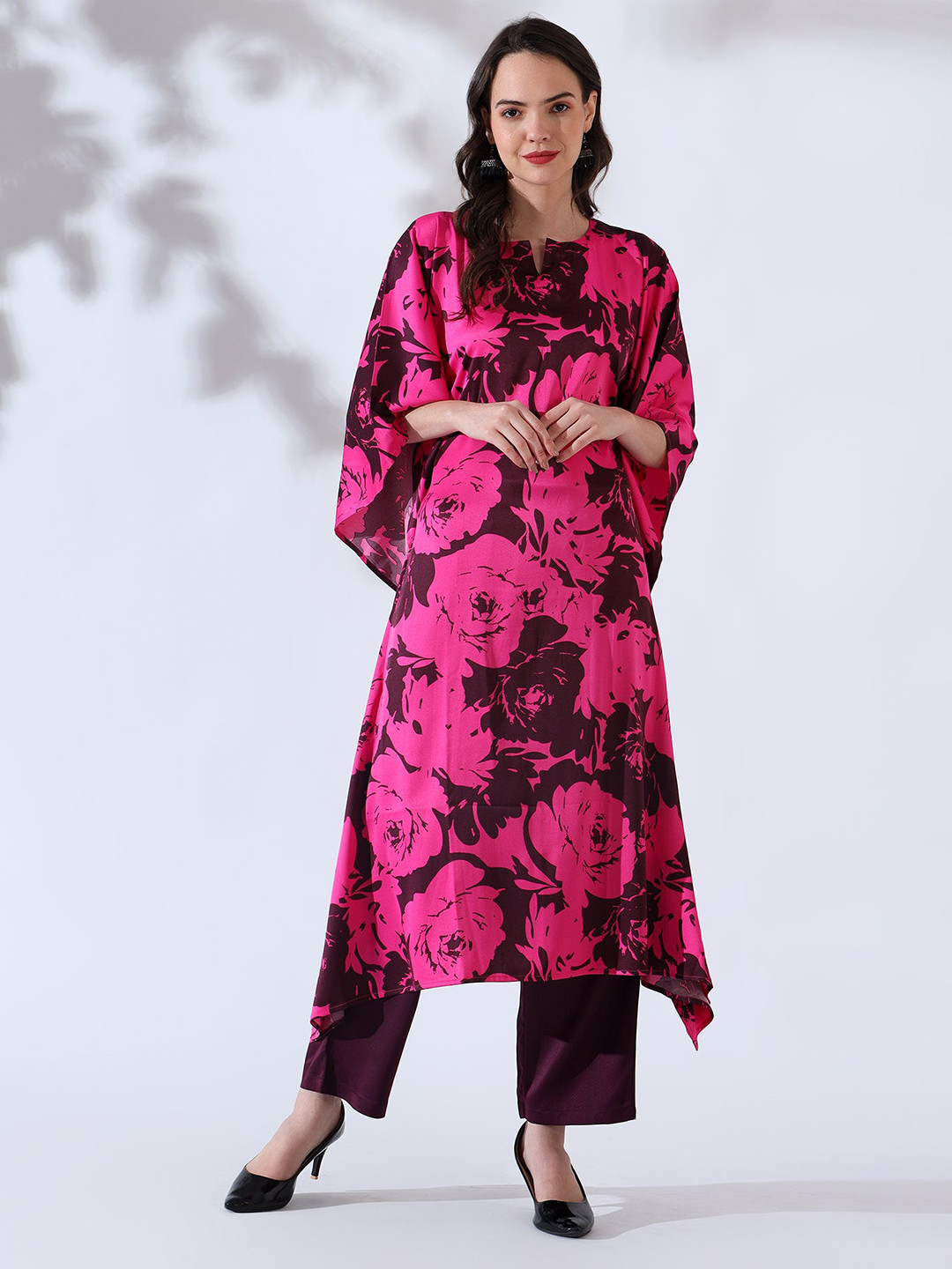 House of Kaftan Women Floral Printed Kaftan Style Suit Set Kurta with Trousers