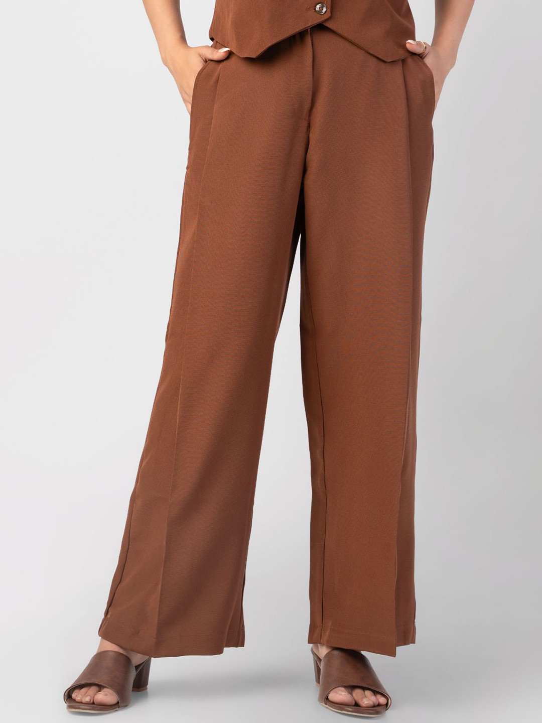RareReach Women Relaxed High-Rise Easy Wash Pleated Trousers