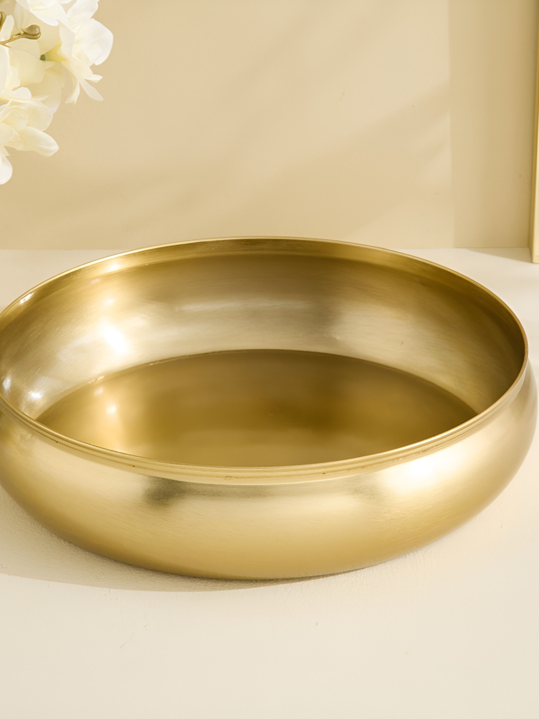 Home Centre Suvarna Amudha Gold Toned Metal Decorative Bowl