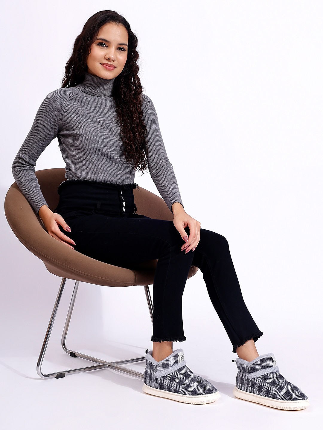 CASSIEY Women Checked Winter Boots