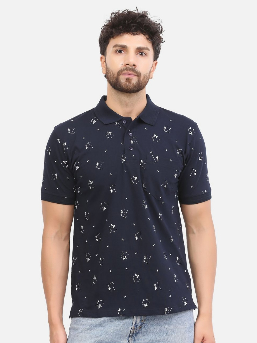 ALARM Conversational Printed Polo Collar Slim Fit T-Cotton T-shirt