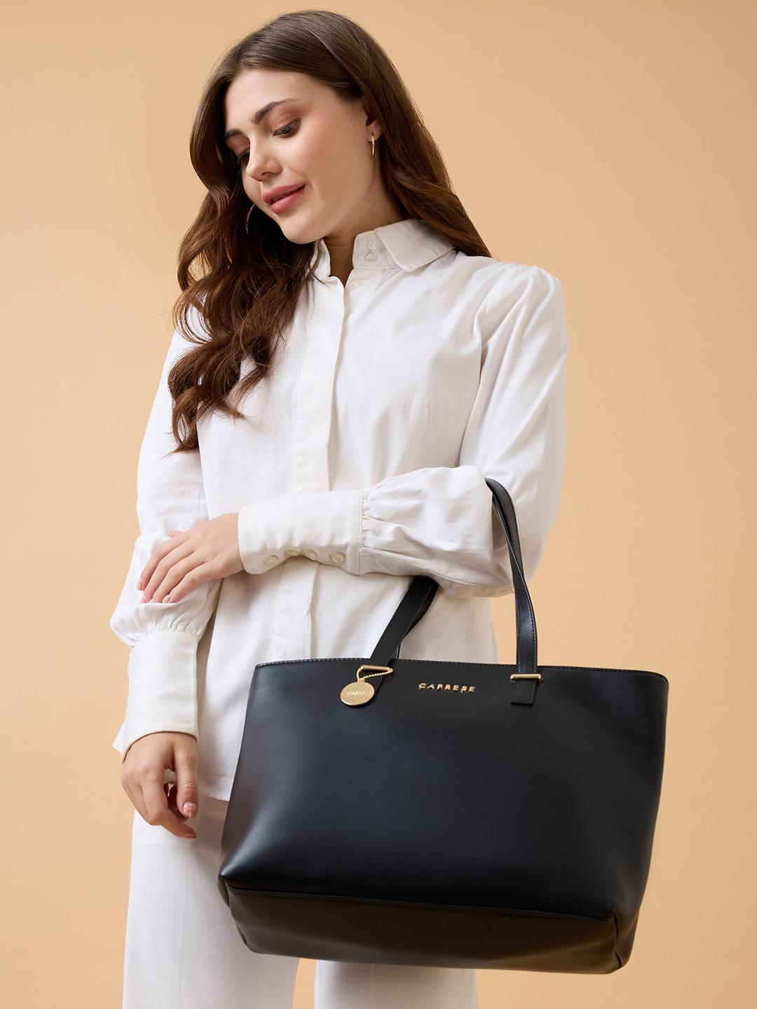 DressBerry X CAPRESE Imisi Women Black Medium Tote Bag