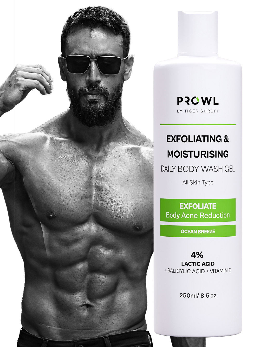 PROWL by Tiger Shroff Exfoliating & Moisturising Daily Body Wash Gel- 250 ml