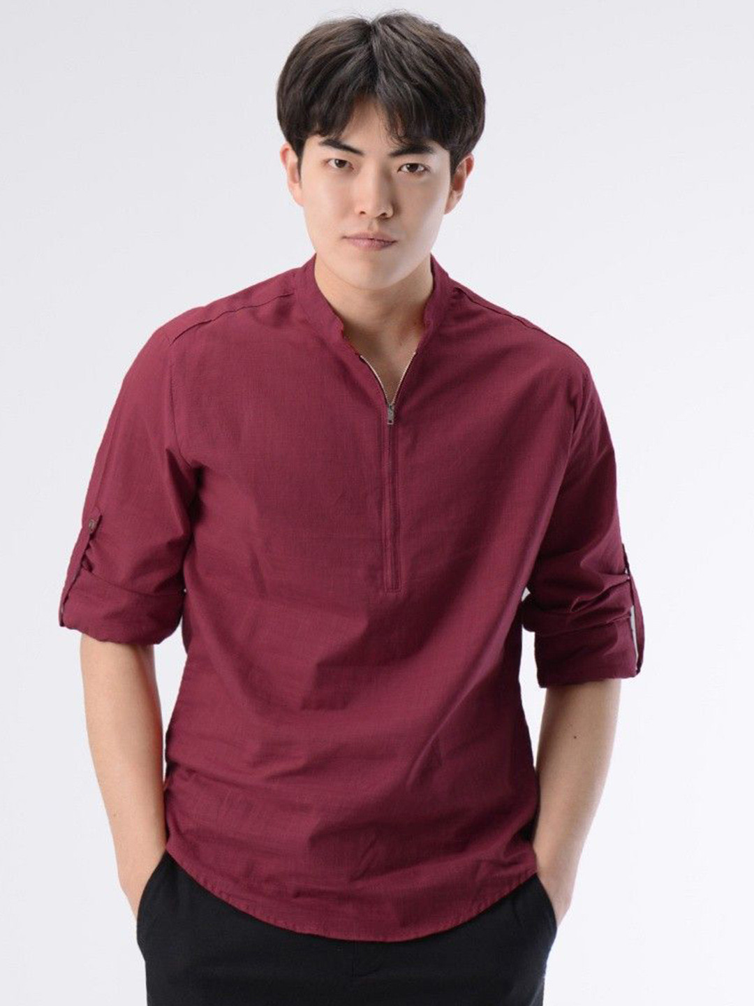 AMRIT TOP WEAR Men Solid Daily Cotton Straight Kurta