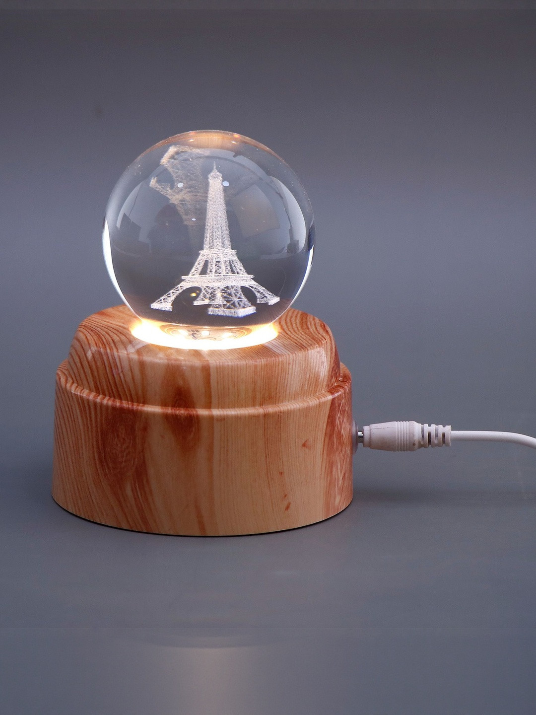 Archies White Eiffel Tower Crystal Ball Lamp Showpiece