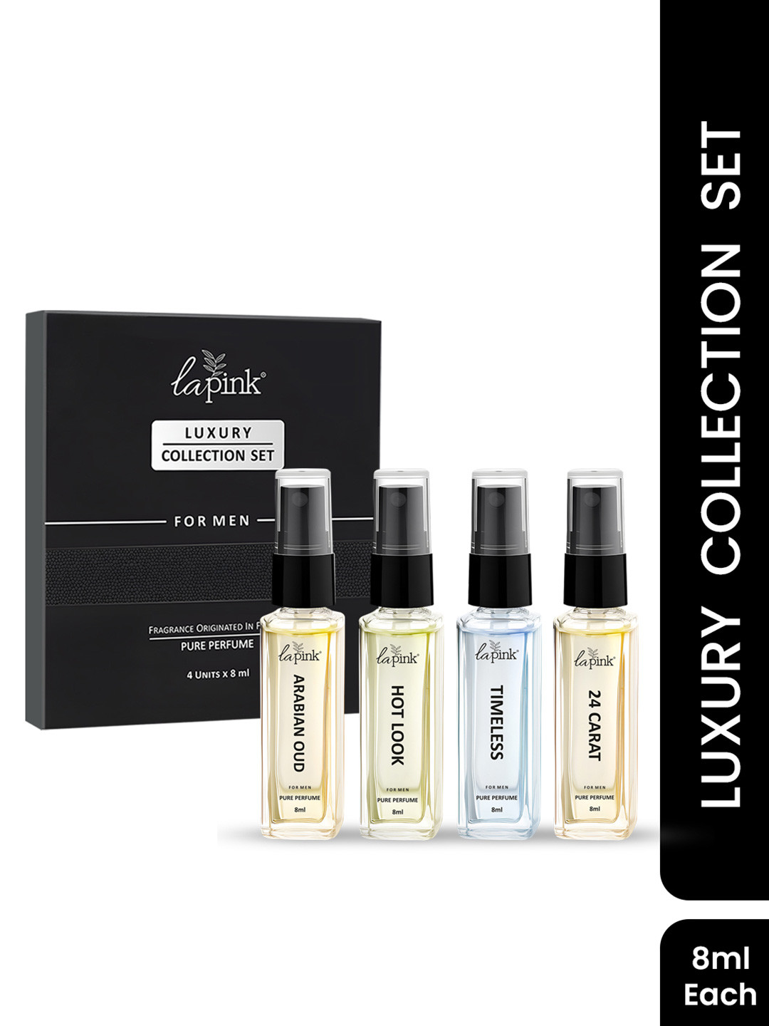 La Pink Set Of 4 Hot Look, Arabian Oud, 24 Carat & Timeless Perfume - 8 ml Each