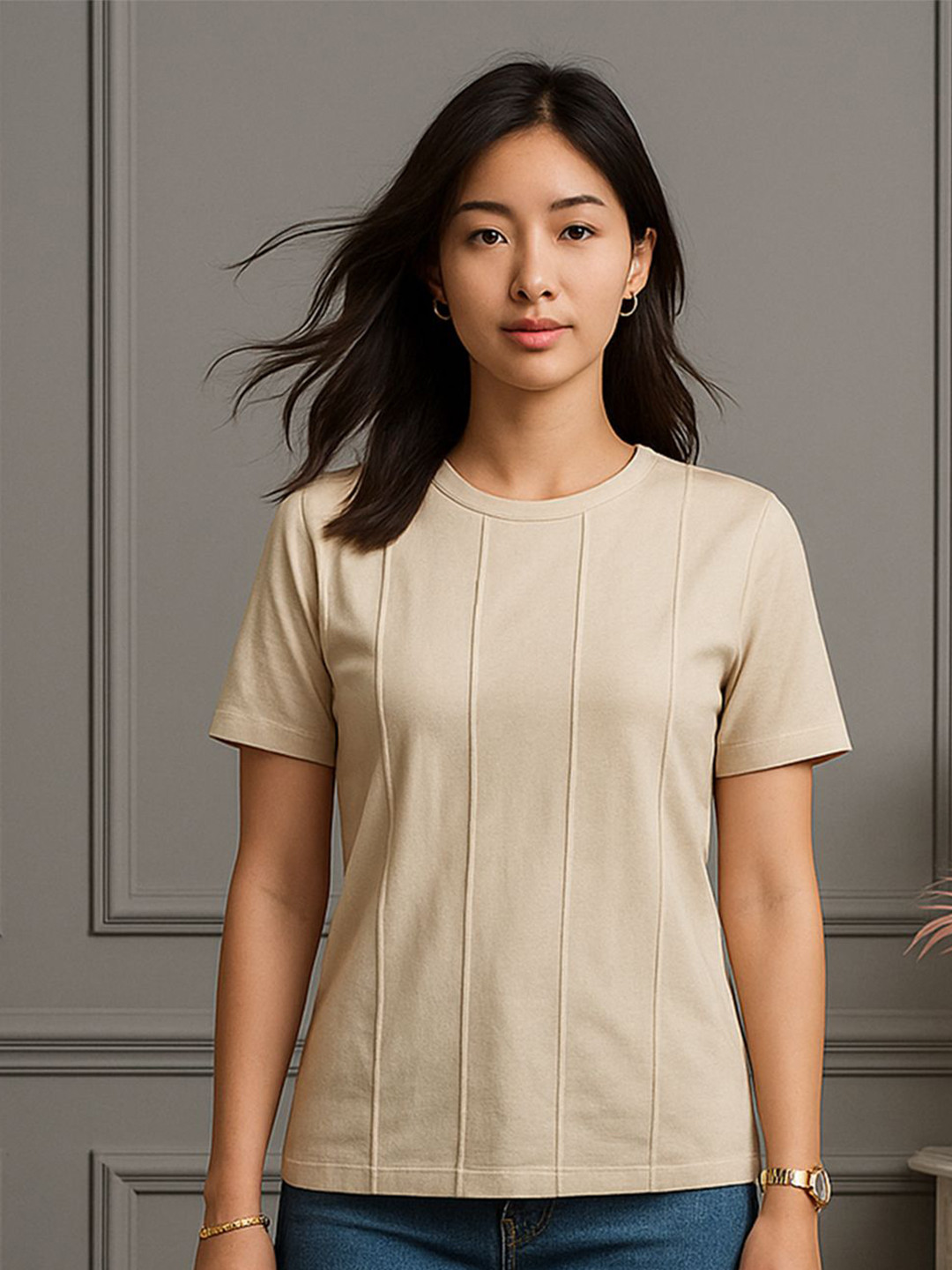 DTR FASHION Self Design Regular Fit T-shirt