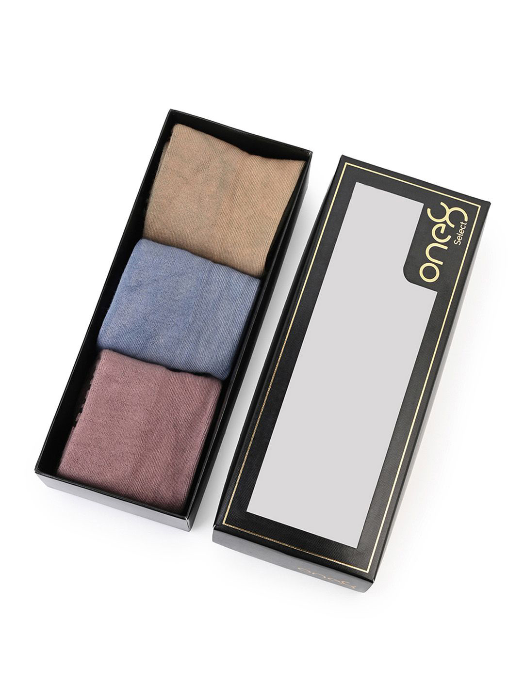 One8 Select Men Pack Of 3 Cotton Ankle-Length Stonewash Finish Socks