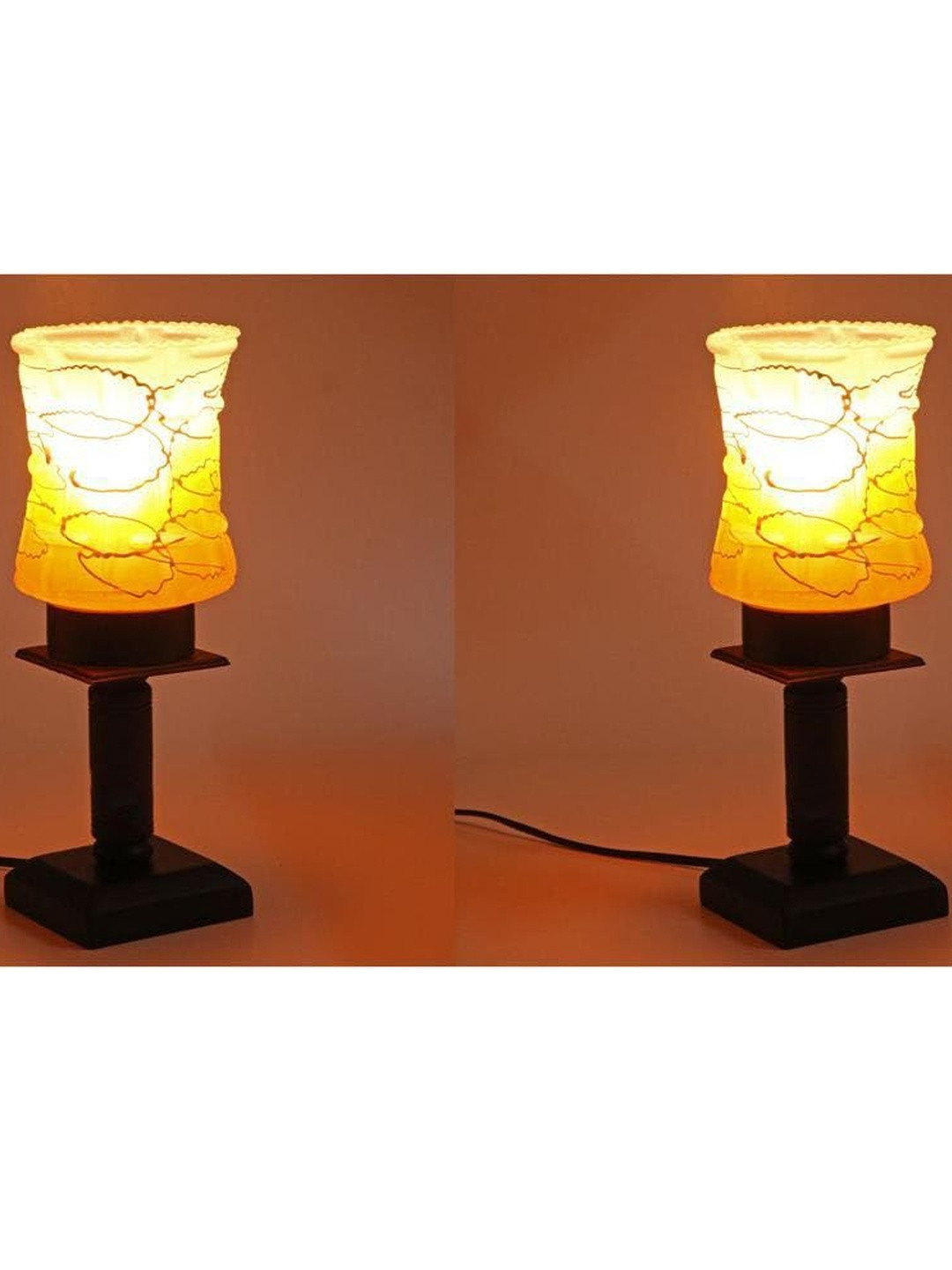 1ST TIME Orange Glass Traditional Cylindrical Shaped Table Lamp with Adjustable Cord