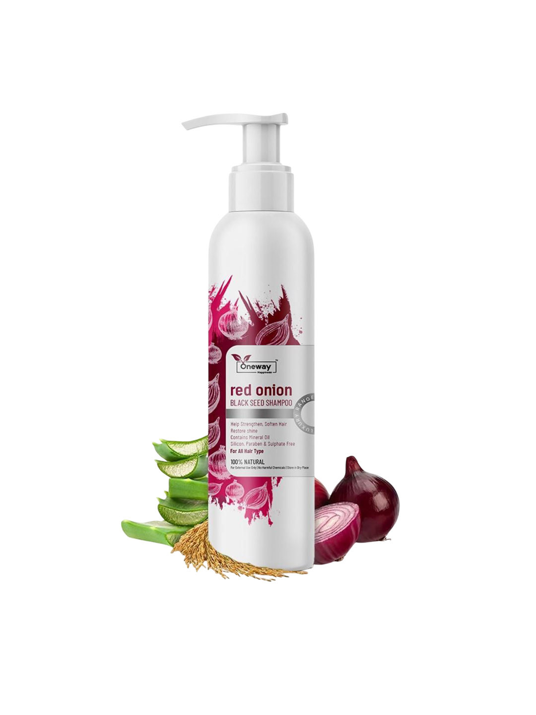 Oneway Happiness Red Onion Black Seed Shampoo For Hair Growth - 200 ml