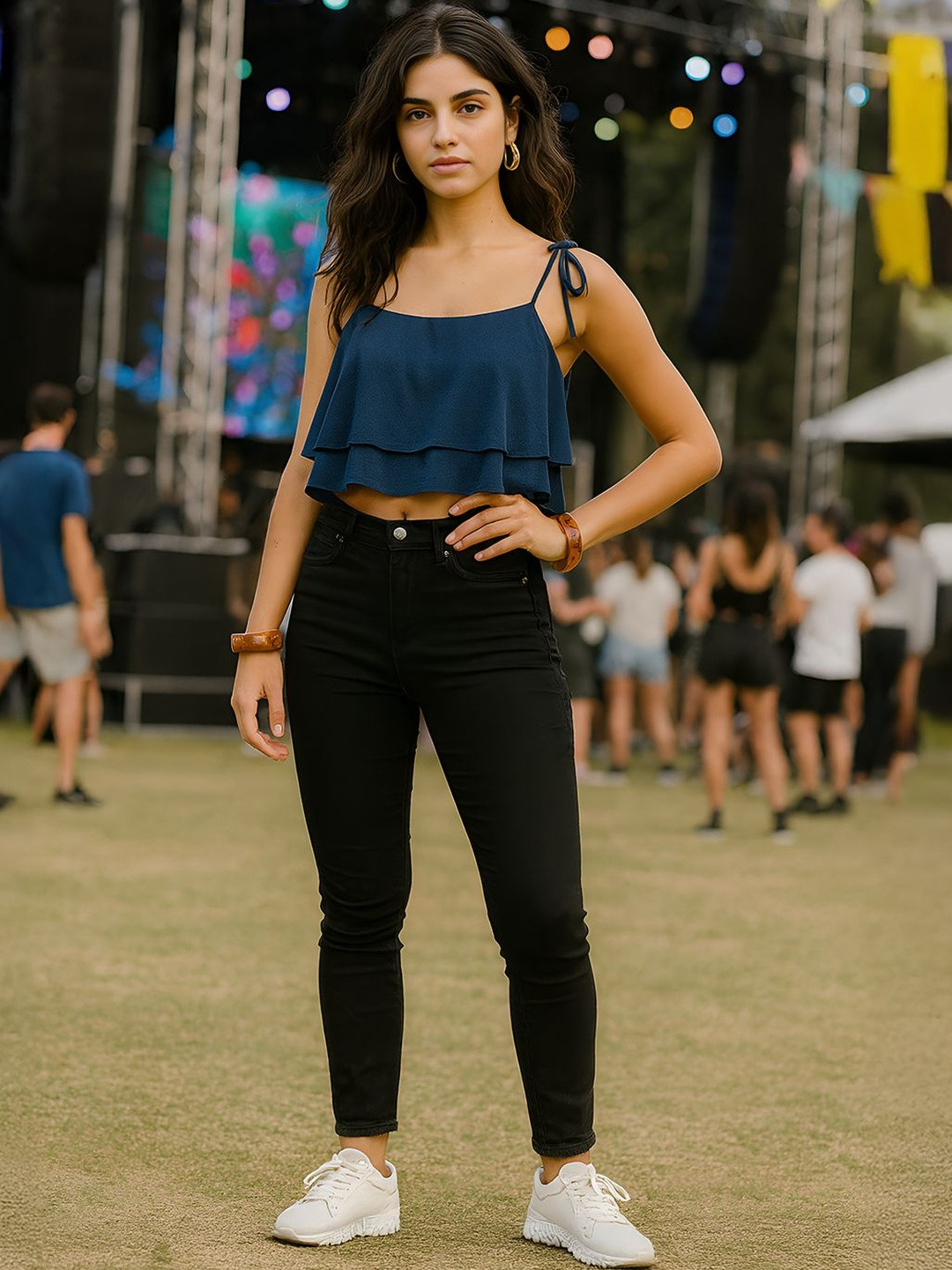 don't be basic Women Navy Solid Top