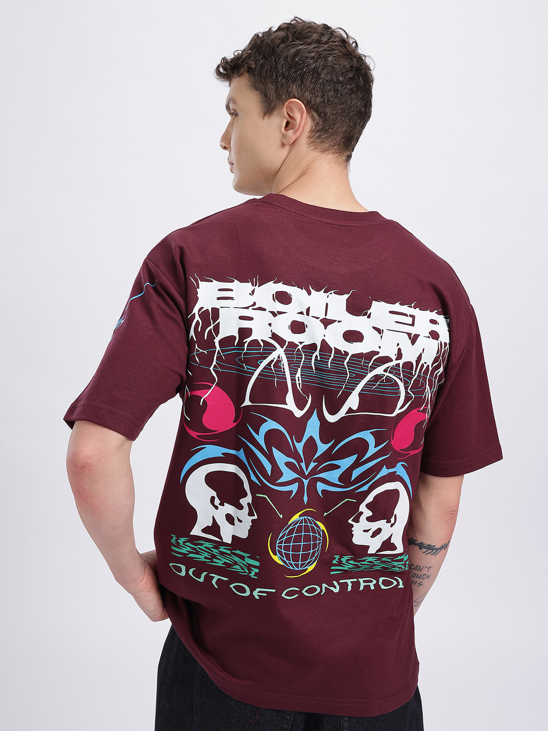 glitchez Graphic Print Drop Shoulder T-shirt