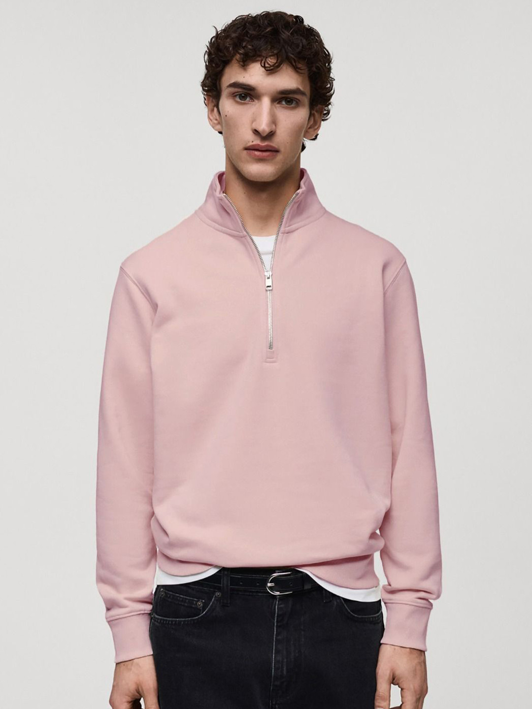 MISCHIEF MONKEY Men Half Zipper Cotton Sweatshirt