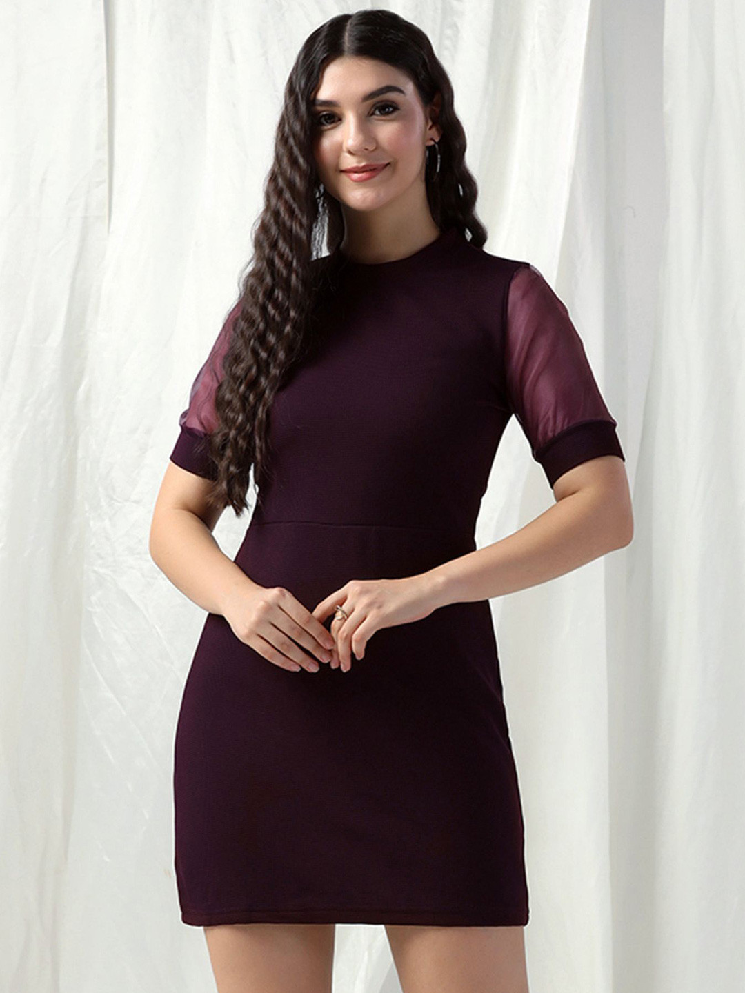 Selvia Edge Women Boat Neck Bodycon Mini Dress