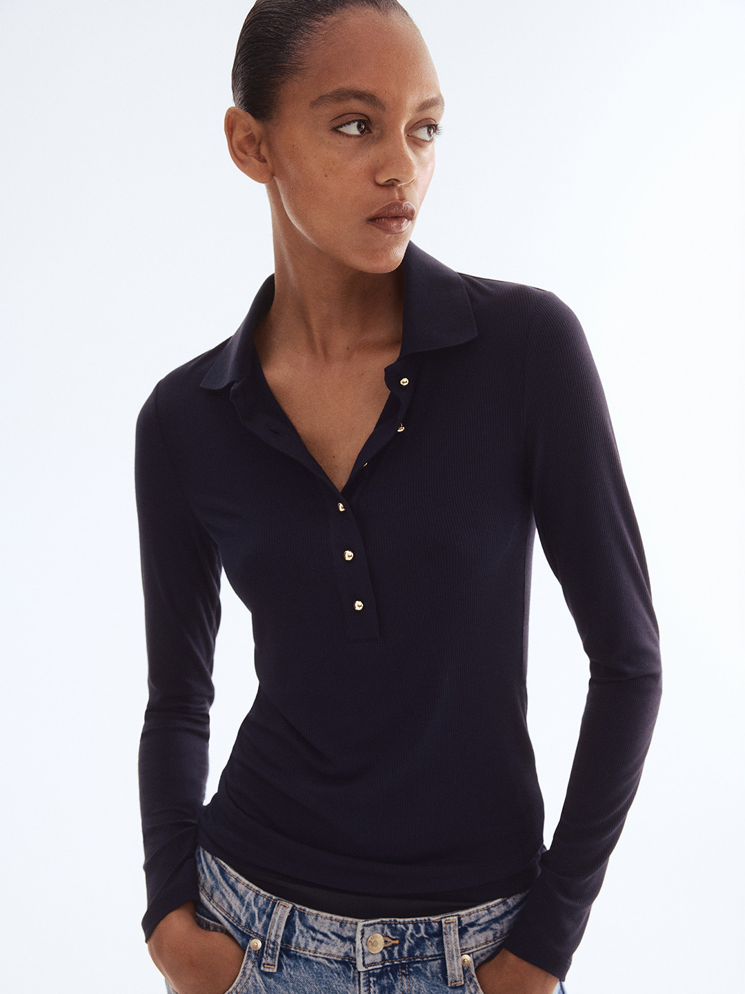 H&M Rib-Knit Polo Shirt