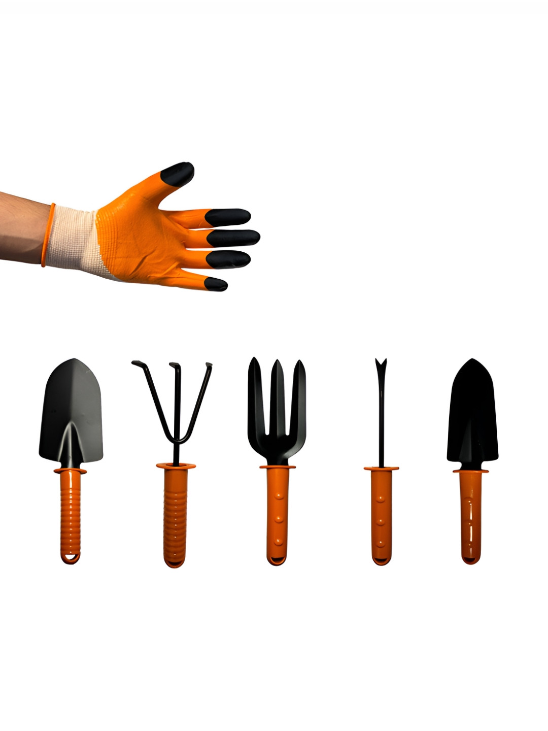 HABERE INDIA 6 Pieces Black & Brown Metal Gardening Tool Kit Set