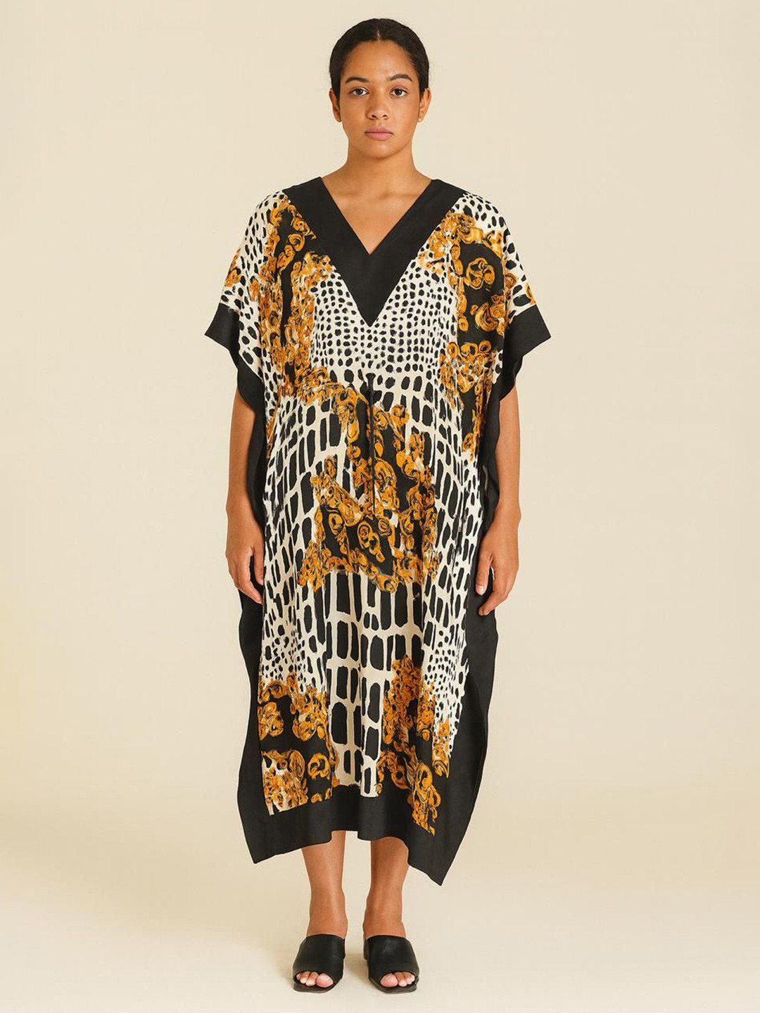 DESIGN ELEMENTS Women Print Kimono Sleeve Kaftan Maxi Dress