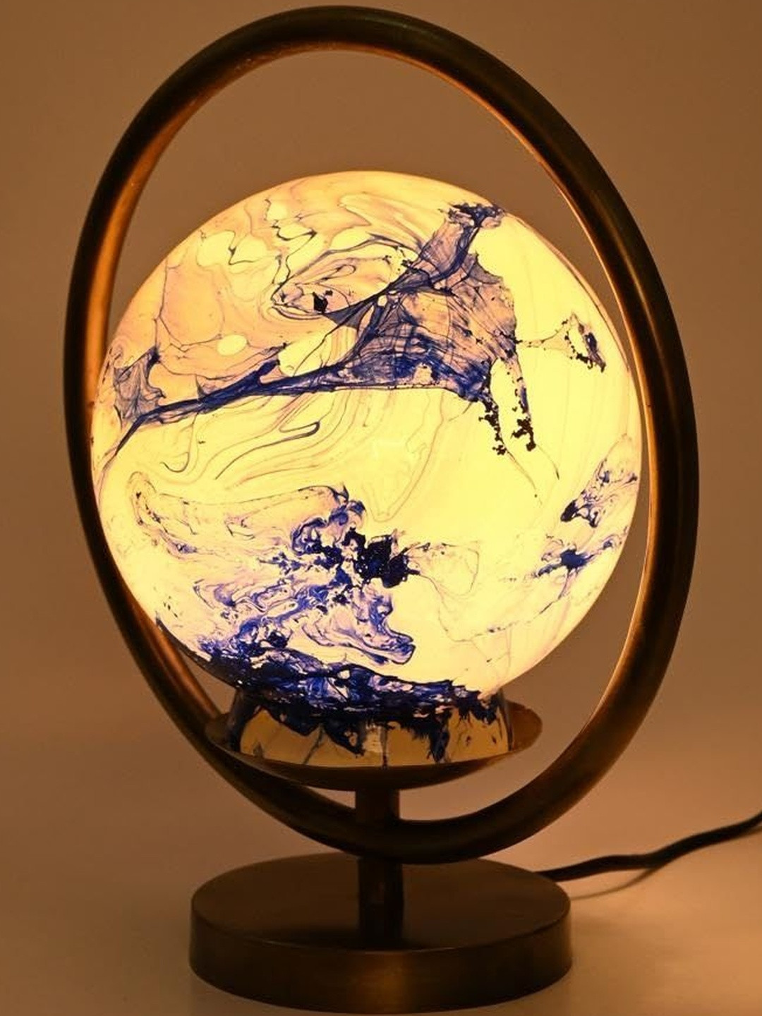 1ST TIME Blue Glass Cylinder Table Lamps