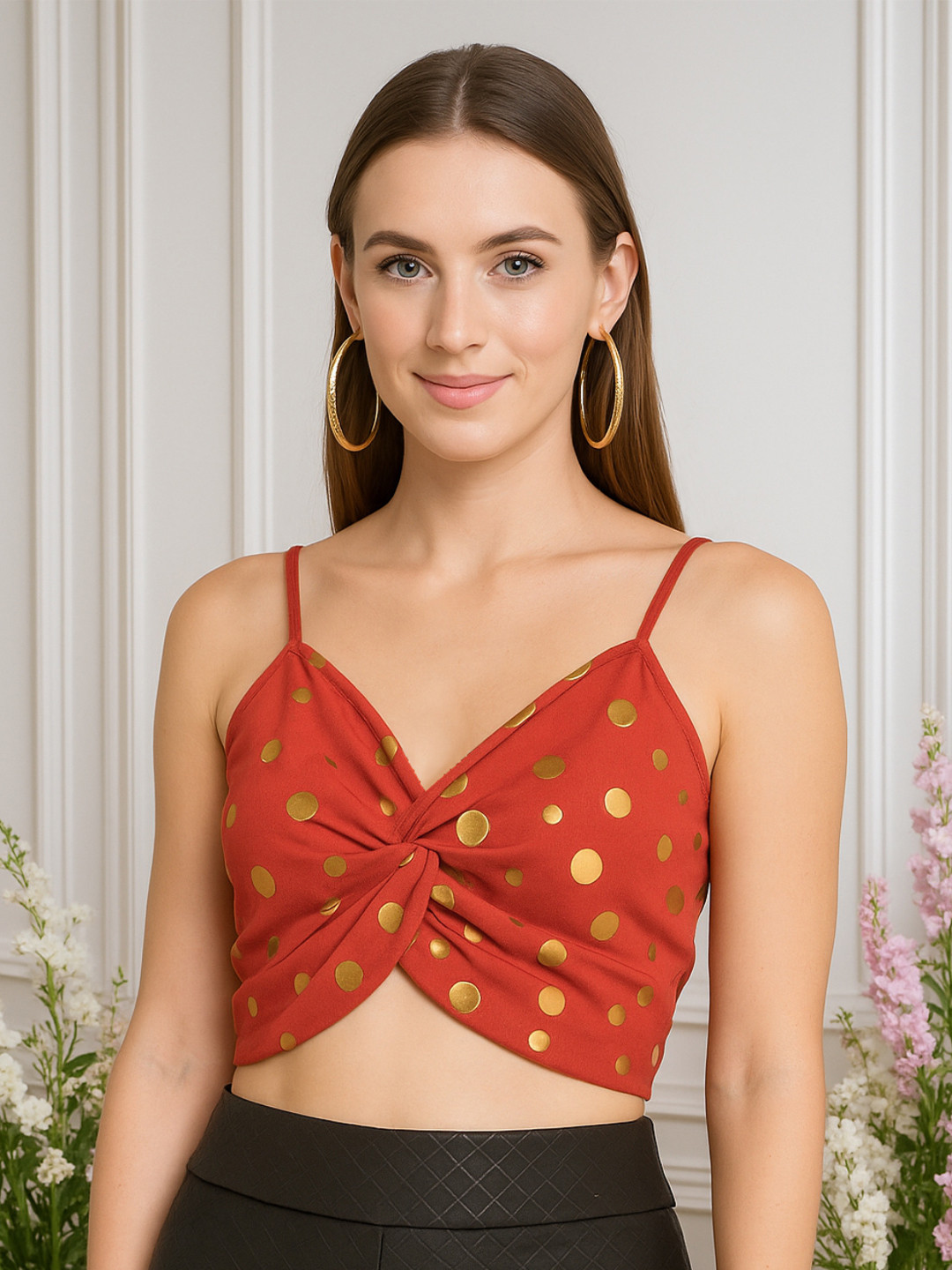 Martini Rust Geometric Printed Net Bralette Top