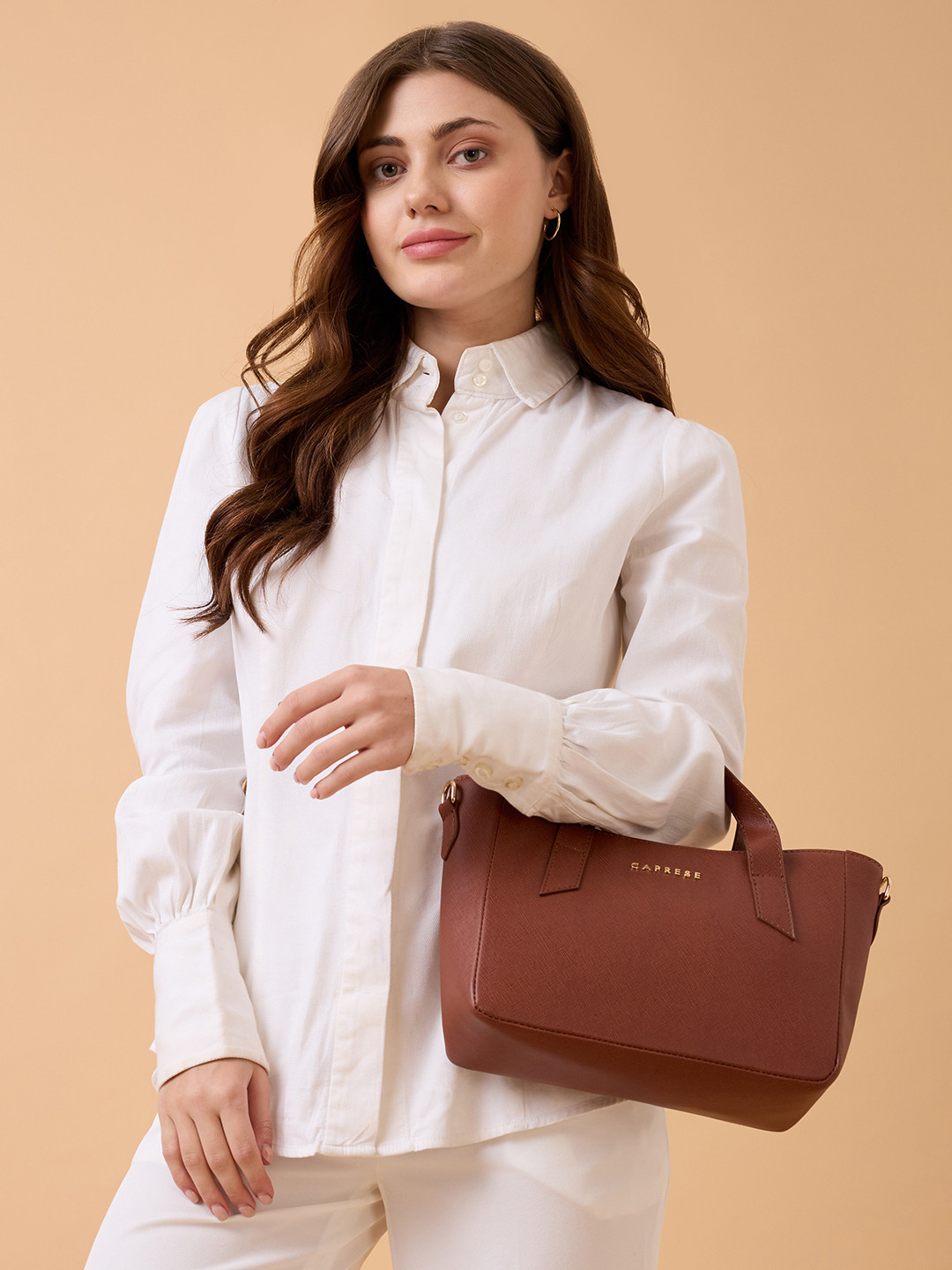 DressBerry X CAPRESE Ziri Women Brown Small Satchel Bag