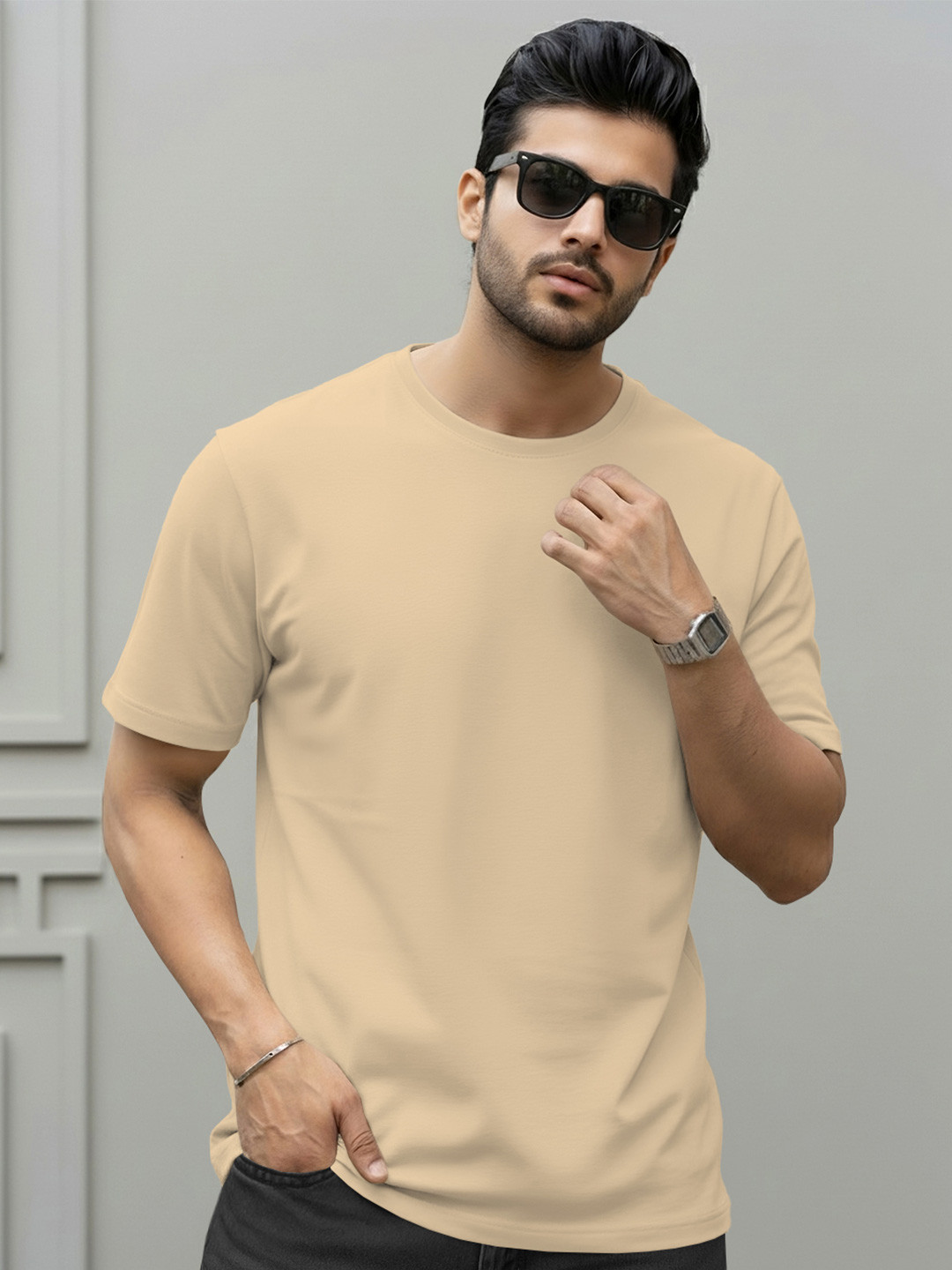 TRIPR Round Neck Drop-Shoulder Sleeves T-shirt