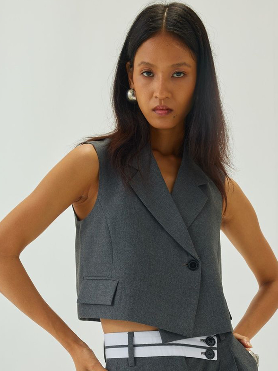 Shop Staple Women V-Neck Cropped Waistcoat