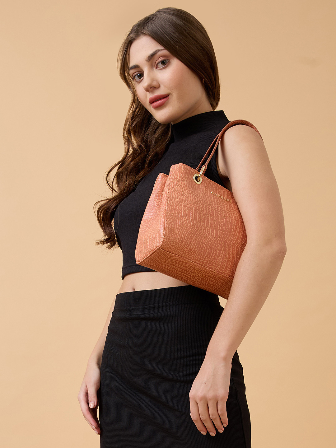 DressBerry X CAPRESE Yemi Women Orange Small Satchel Bag