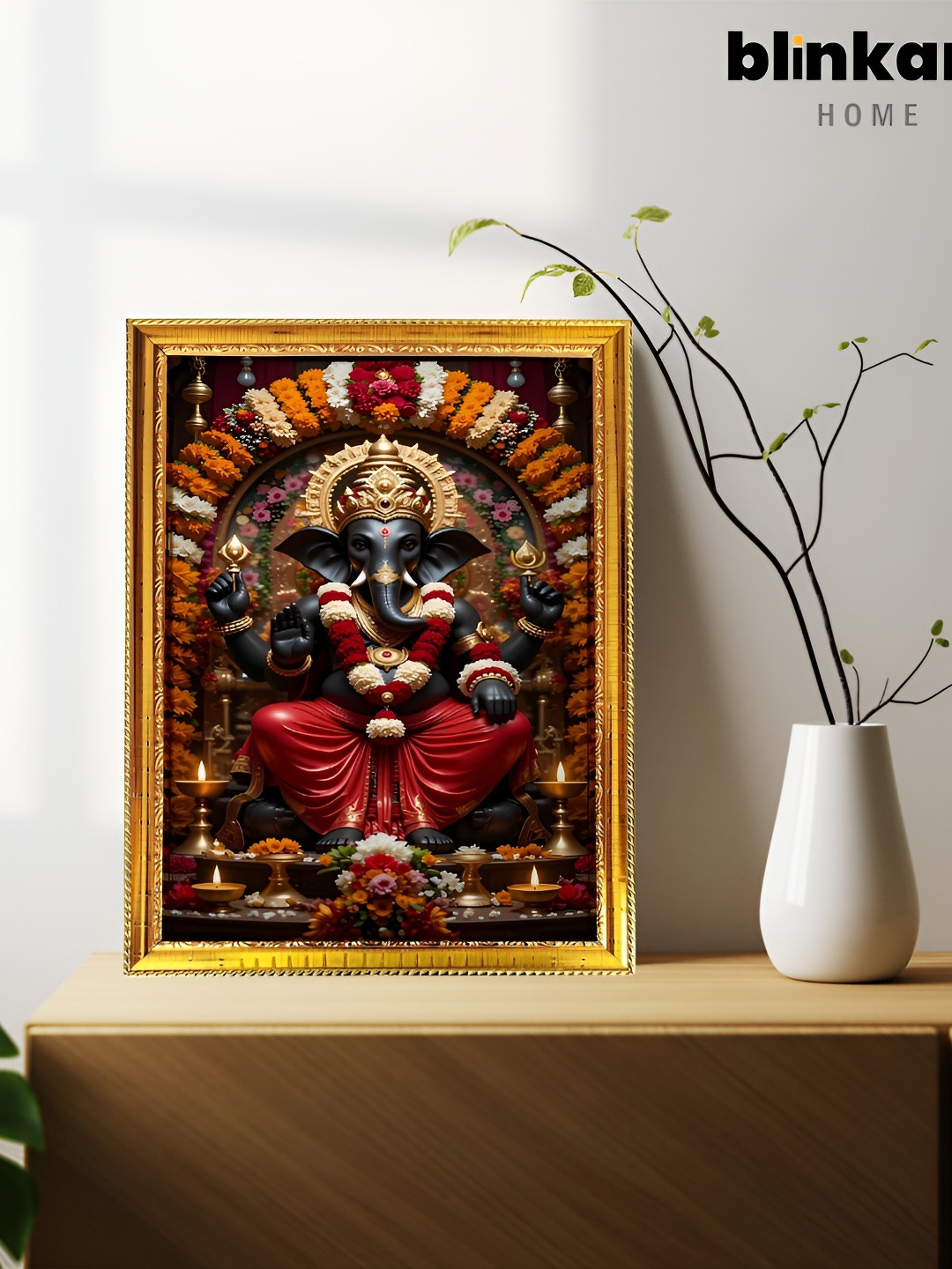 blinkart Red & Black Printed Lord Ganesha Religious Wall Art