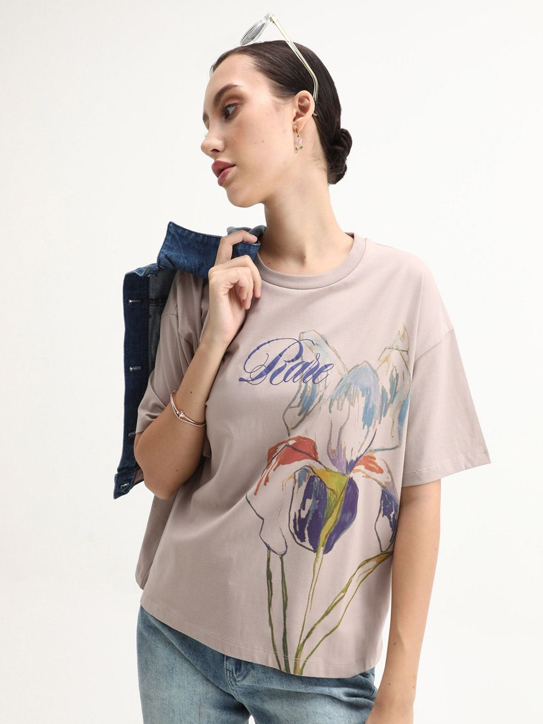 RAREISM Fero Primary Graphic Printed Round Neck T-Shirt