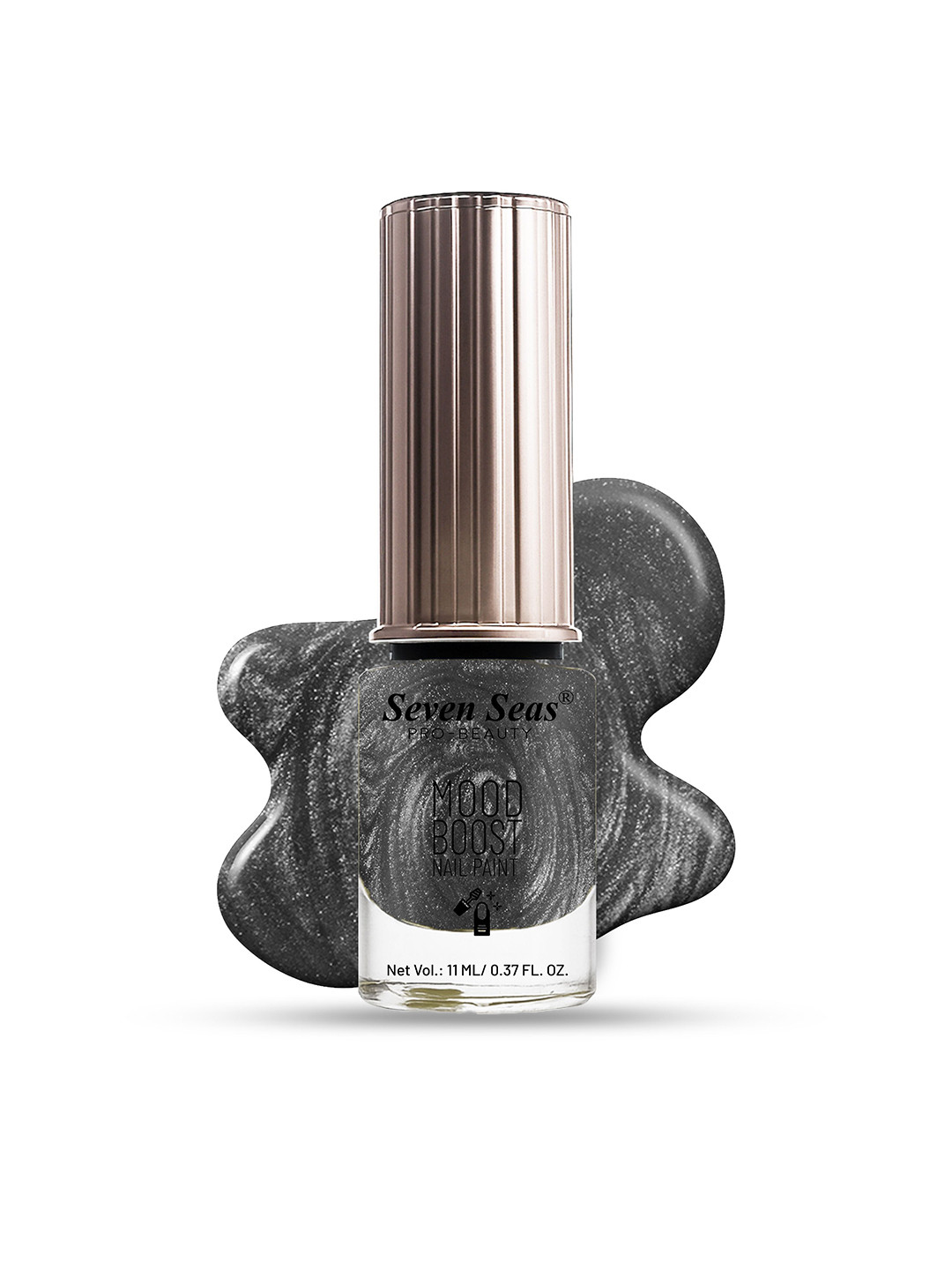 Seven Seas Mood Boost Long Lasting & Chip Resistant Nail Paint -11 ml - Mettallic Grey 34