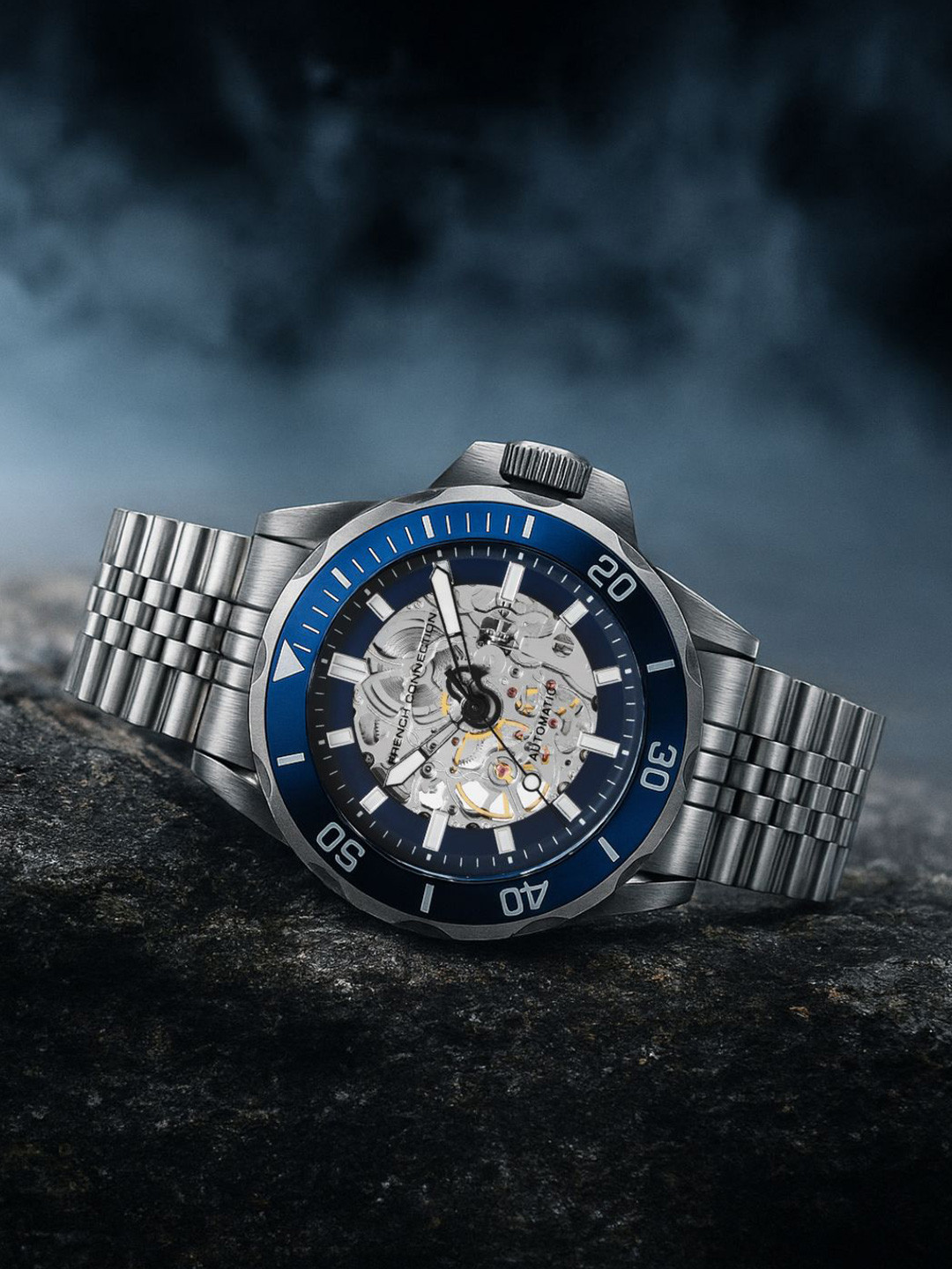 French Connection Men Rexcore Bracelet Style Straps Analogue Automatic Motion Watch