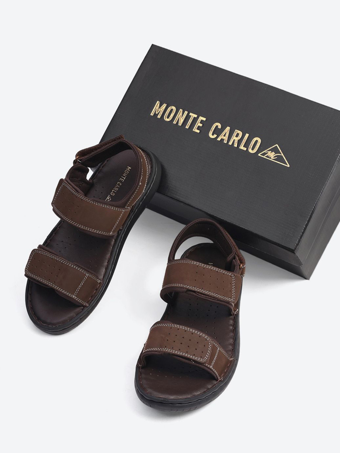 Monte Carlo Women Brown Velcro Textured Sandal