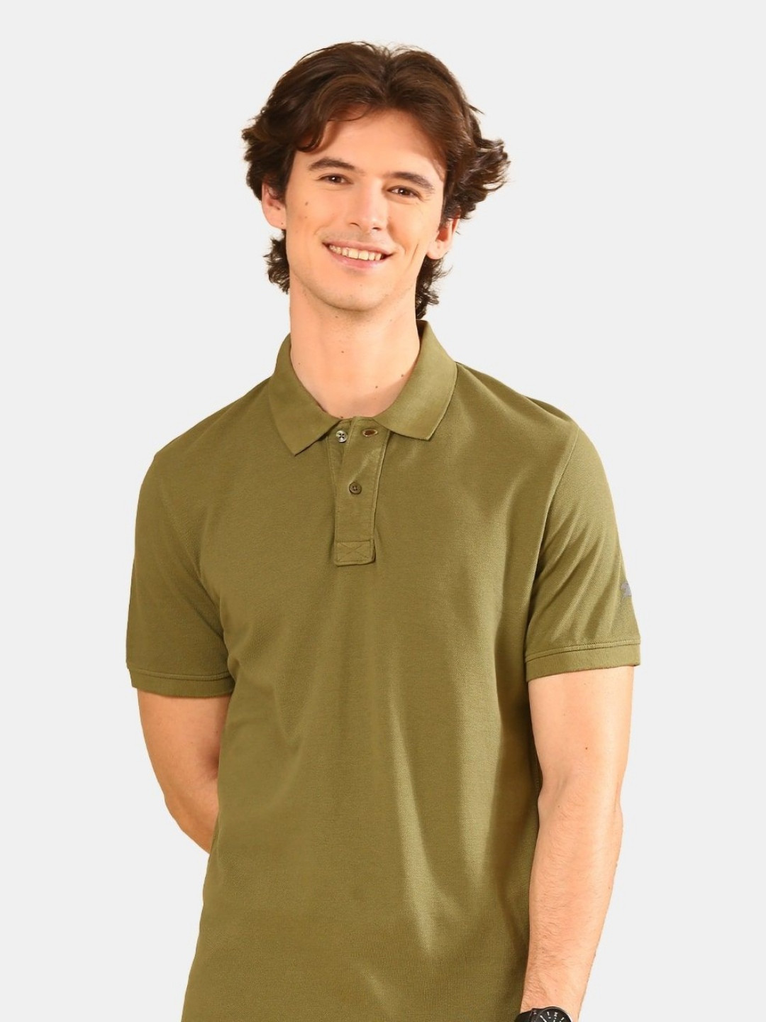 TVS Men Overdyed Polo Collar Cotton T-shirt