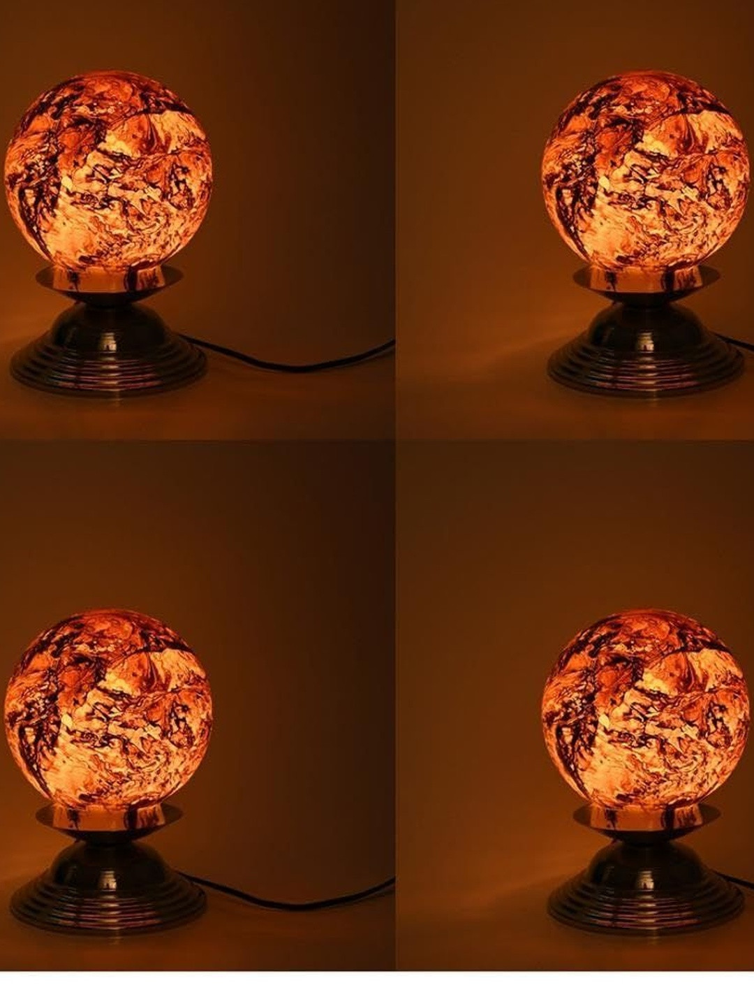 1ST TIME Brown Warm Yellow Glass Spherical Energy Efficient Table Lamps