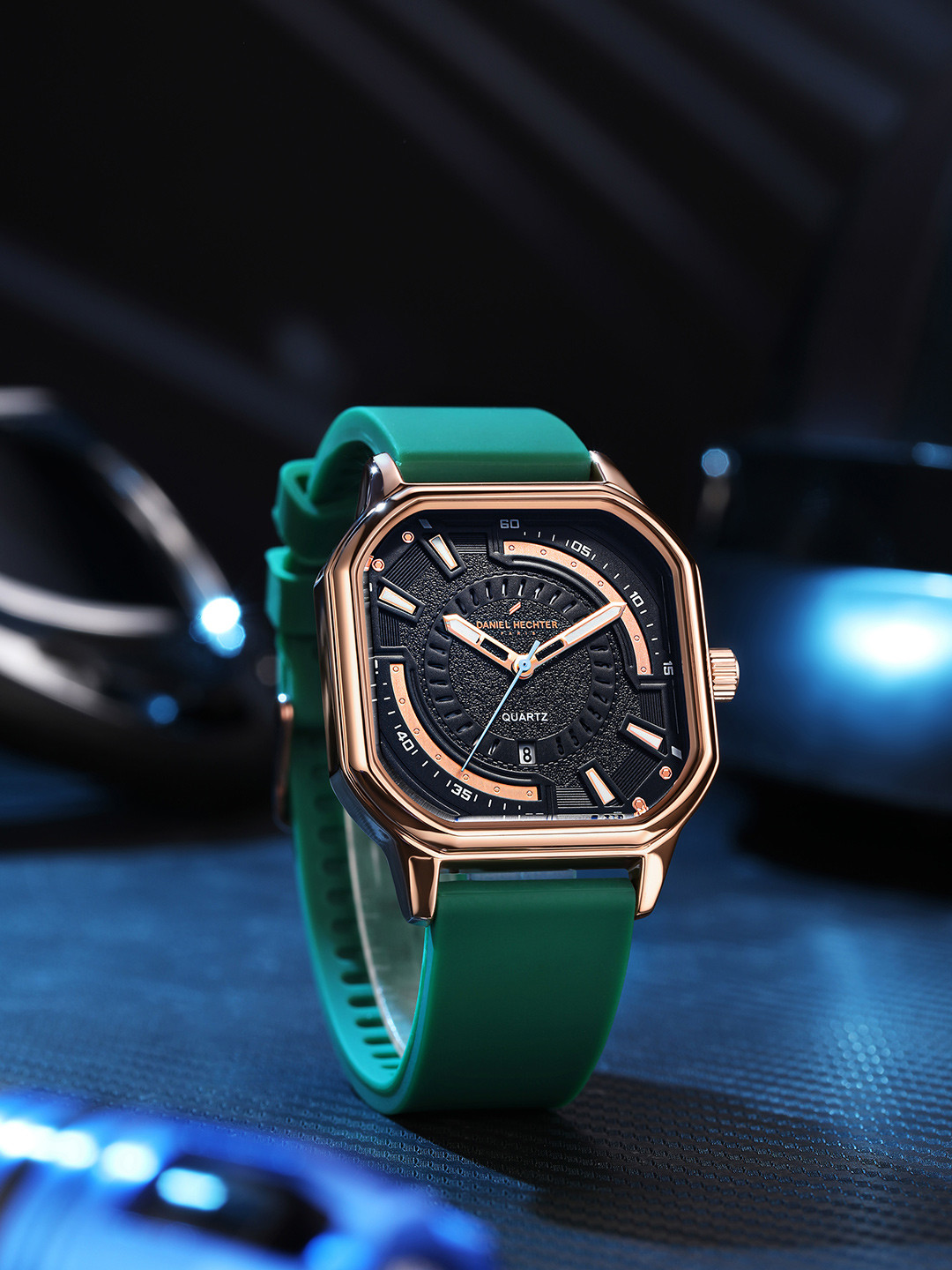 Daniel Hechter Paris Rivoli Collection Watch With Octagon Dial & Silicon Band