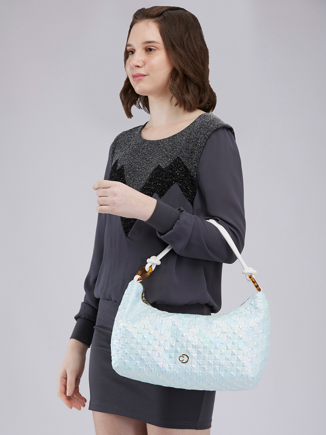 DressBerry X CAPRESE Josie Women Blue Large Hobo Bag