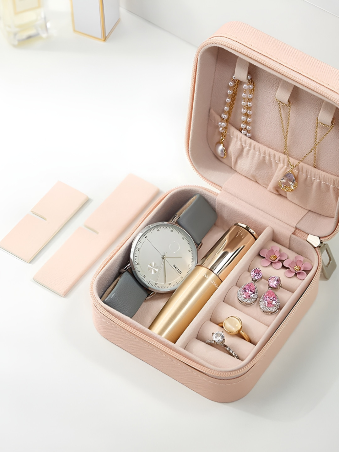 Mebo Pink & White Water Resistant Portable Jewellery Organiser