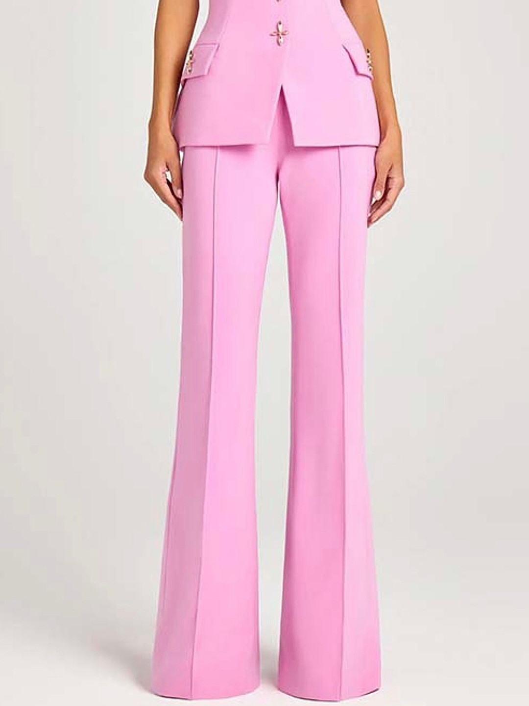 LULU & SKY Women Flared High-Rise Full-length Trousers
