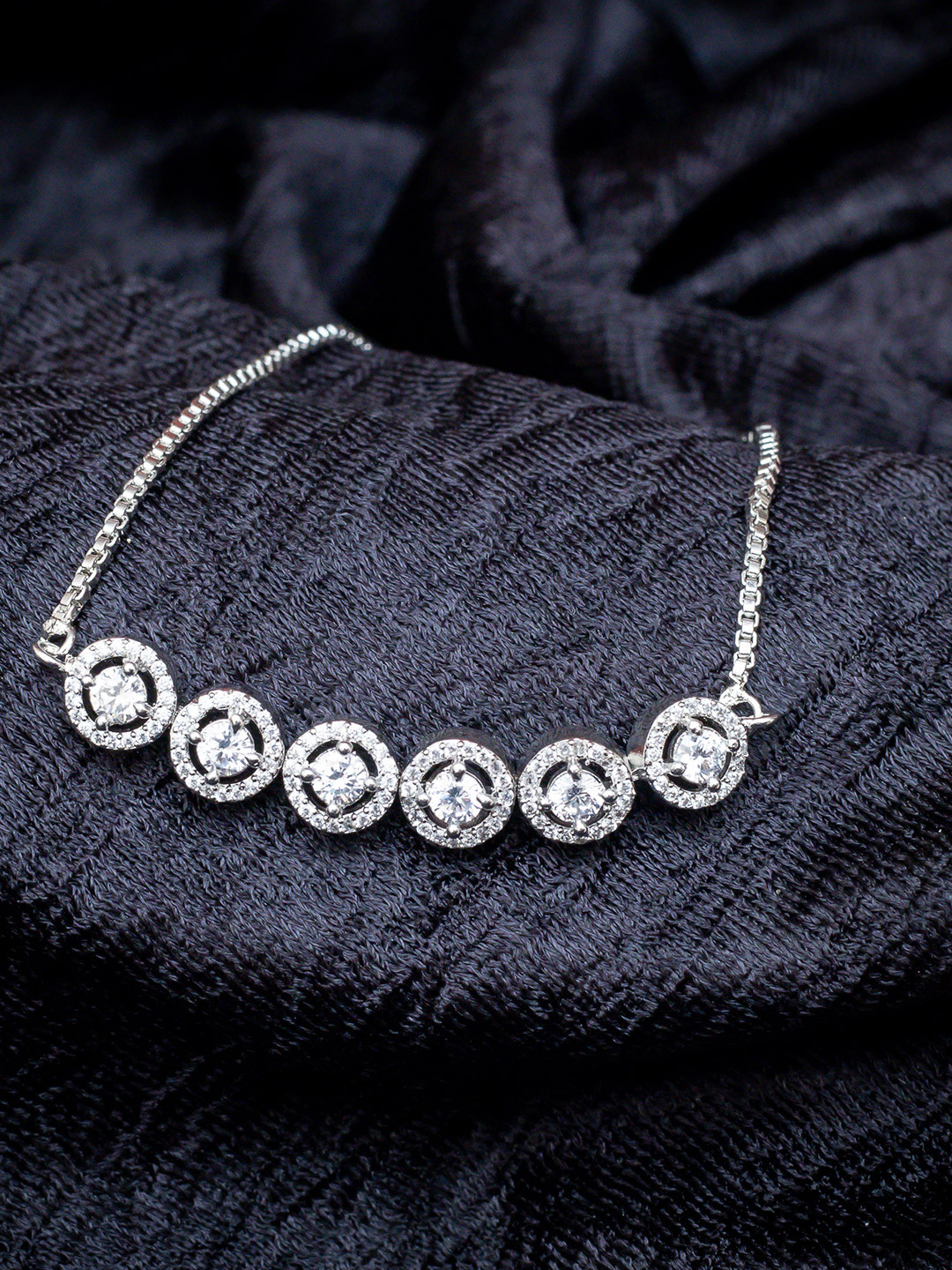 AILYAK Women 18kt White Gold Plated Round Cubic Zirconia Diamond Tennis Bracelet