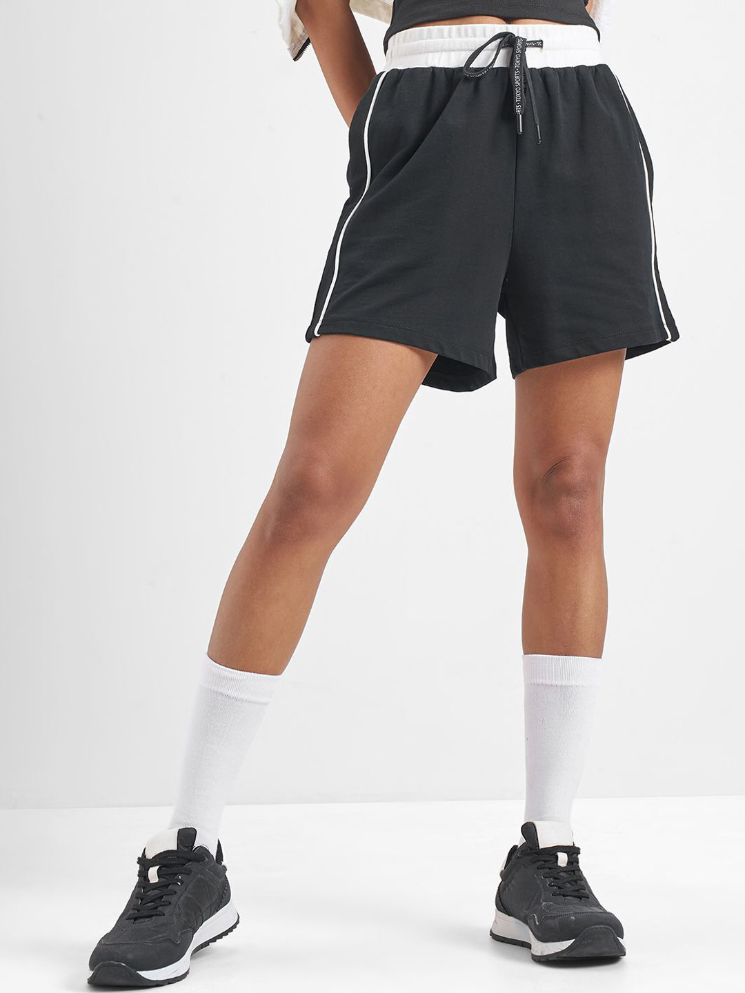 Street By Tokyo Talkies Women Relaxed Fit High-Rise Sports Shorts