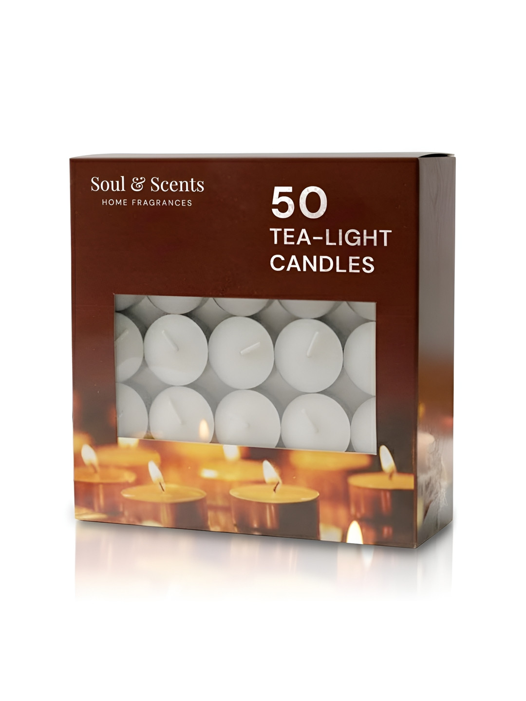 SOUL & SCENTS White 50 Pieces Smokeless Tealight Candles