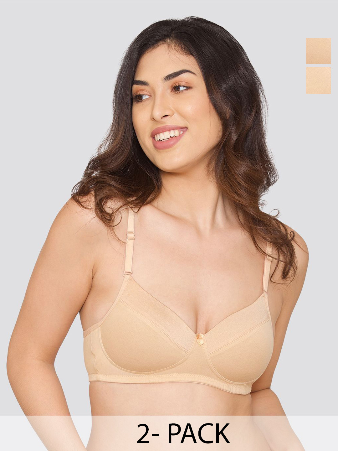 Madee Everyday Comfort  Pack of 2 Elegant Satin Neckline Padded T-Shirt Bras