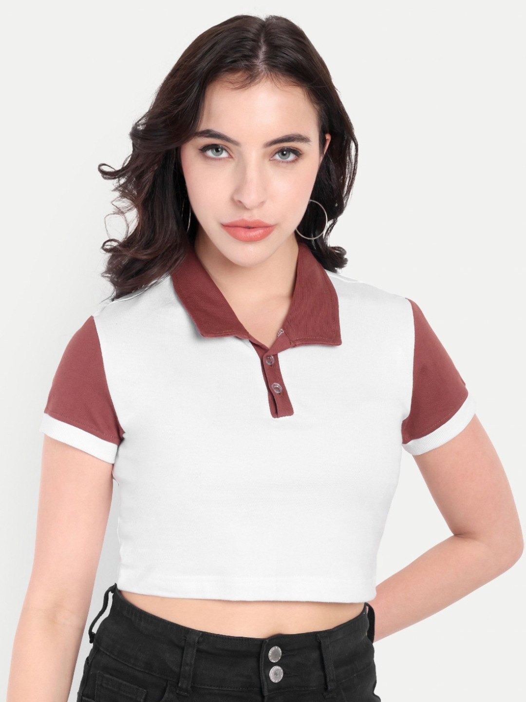 TEES HUB Colourblocked Polo Collar Pure Cotton T-shirt