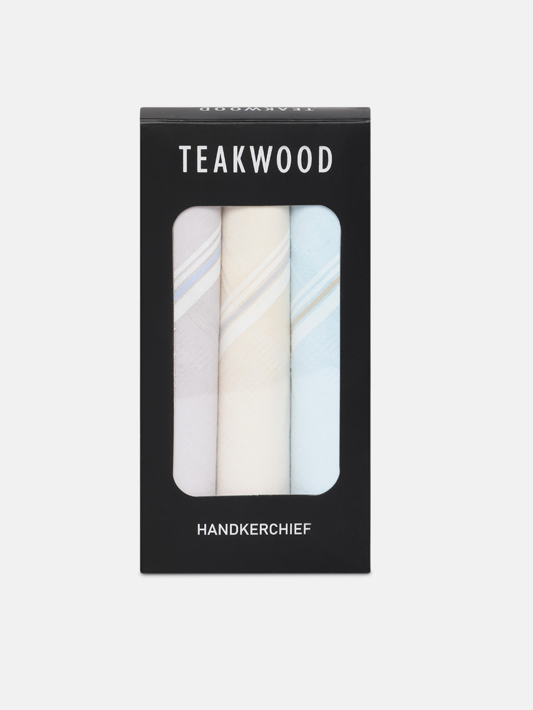 Teakwood Leathers Men Pack Of 3 Striped Pure Cotton Handkerchief