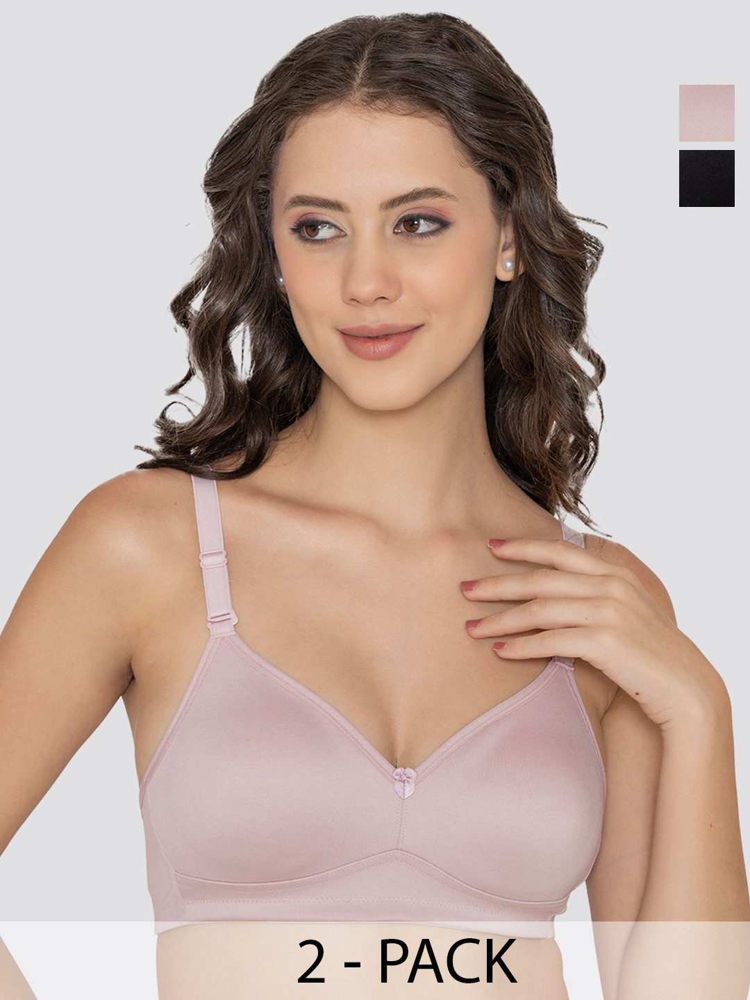 Kalyani Pack of 2 Solid Full Coverage Non Padded Non Wired Back Closure Everyday Bra