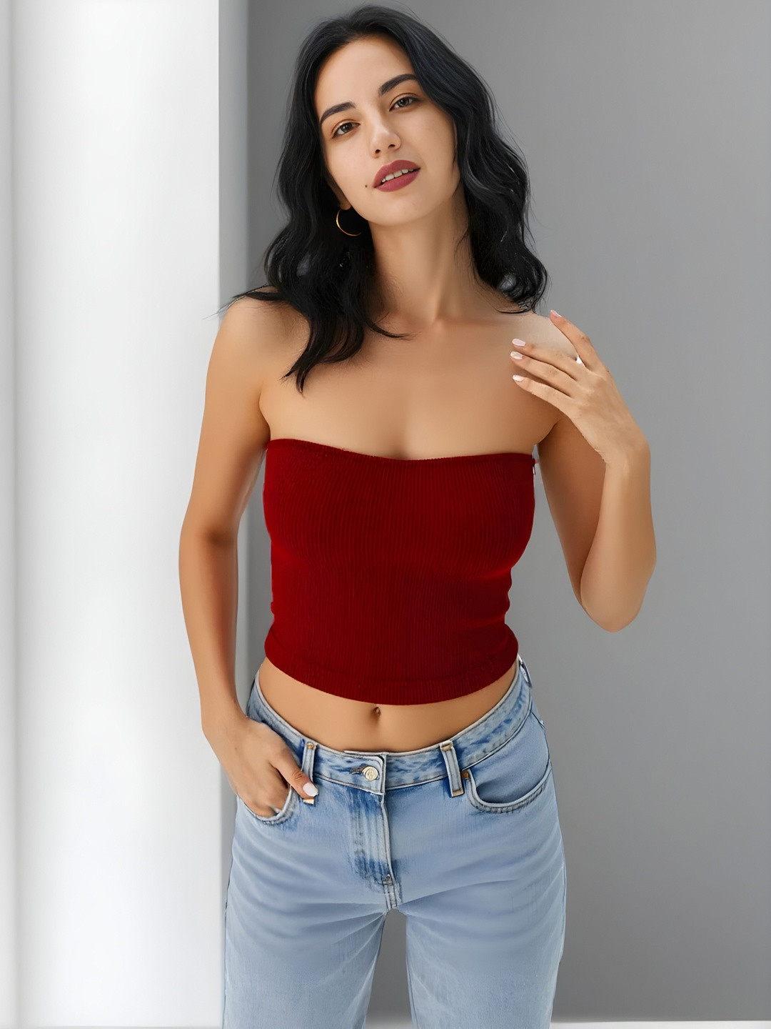 LEGACY AURA  Women Strapless Tube Crop Top