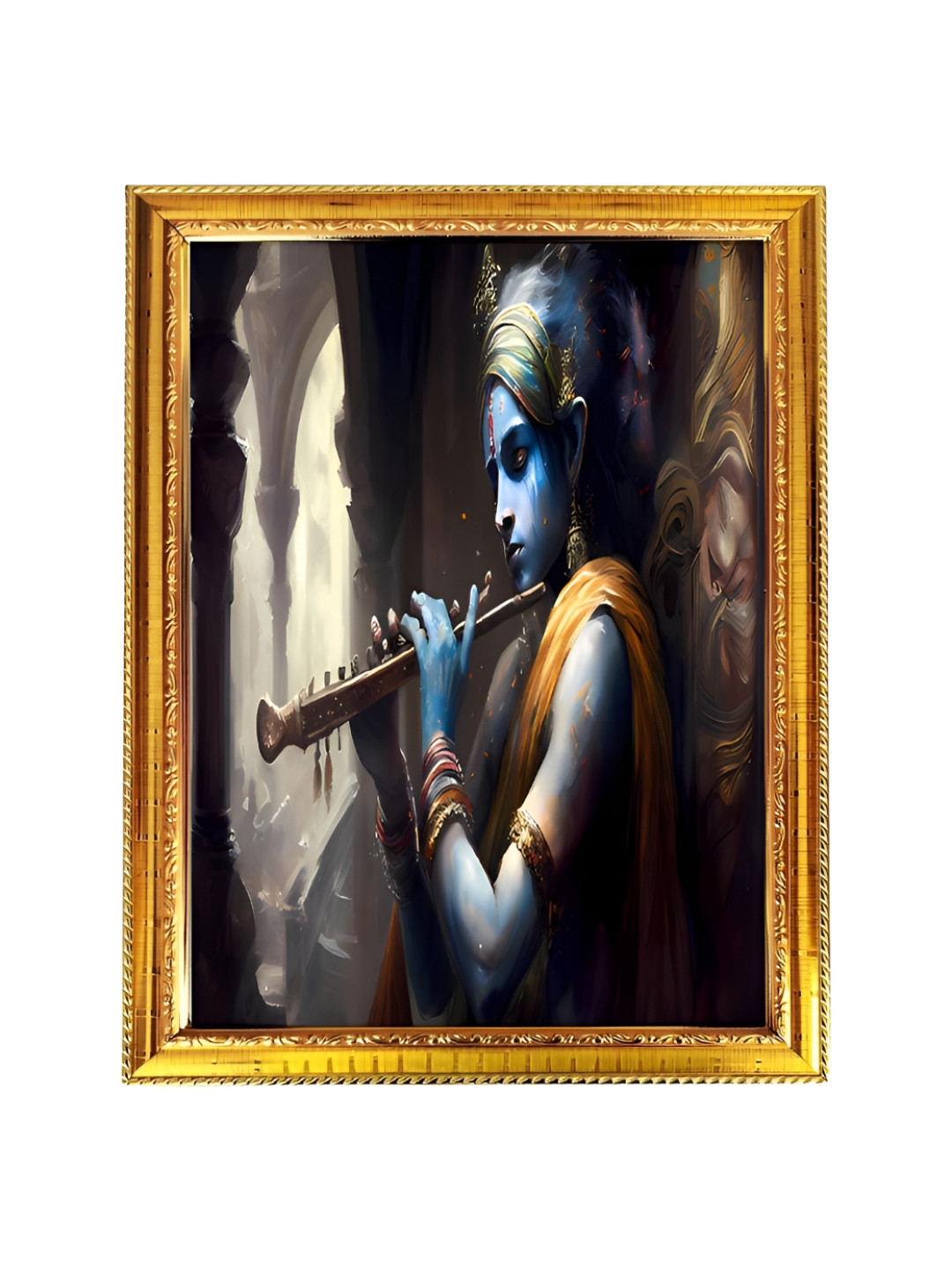blinkart Black & Blue Lord Krishna Printed Wall Art
