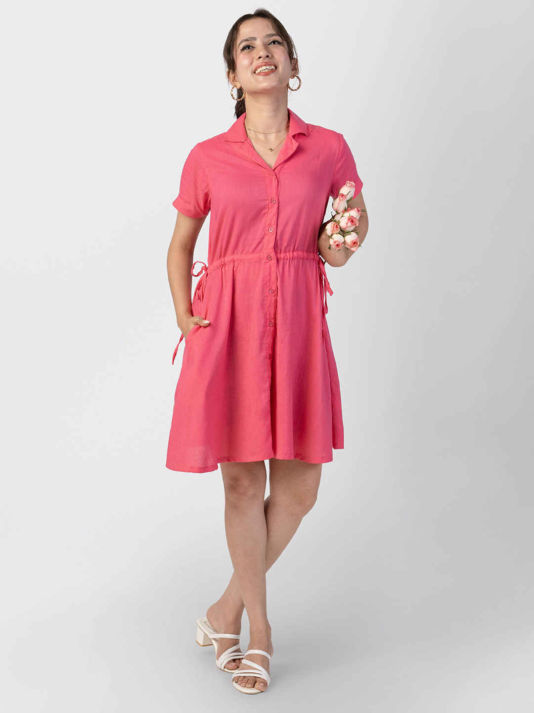 RareReach Women Solid Shirt Dress