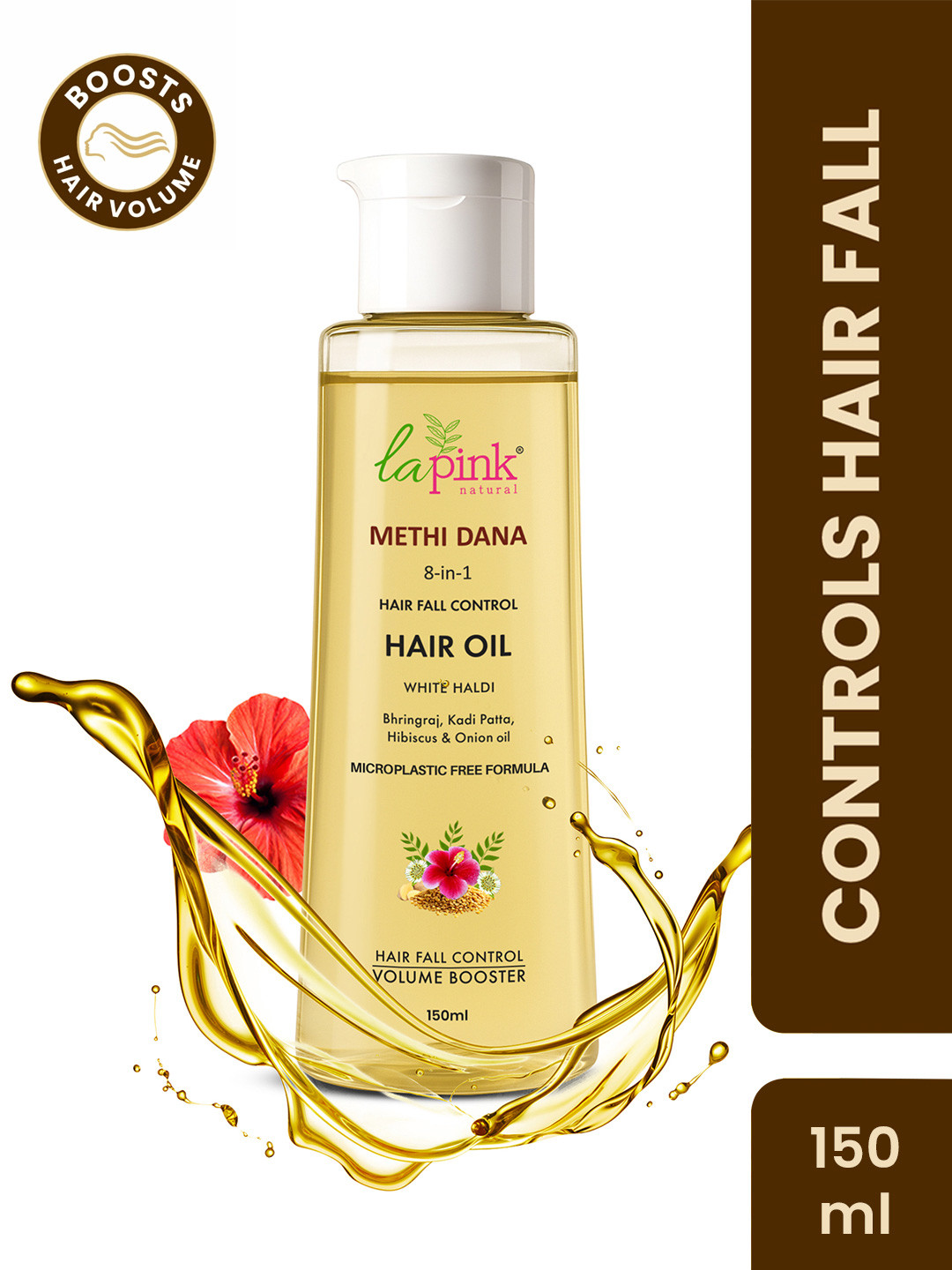 La Pink Methi Dana 8-in-1 Hair Fall Control Oil with Bhringraj, Hibiscus & Onion - 150ml