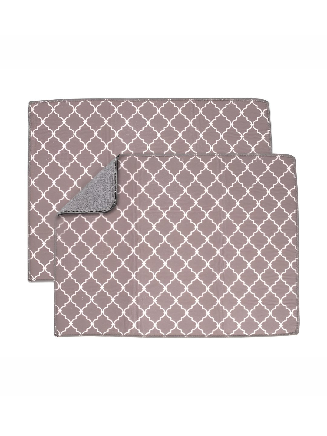 U & U Unique Utilities 2 Pieces Grey Microfiber Dish Drying Kitchen Mats - 38 x 50 cm Each